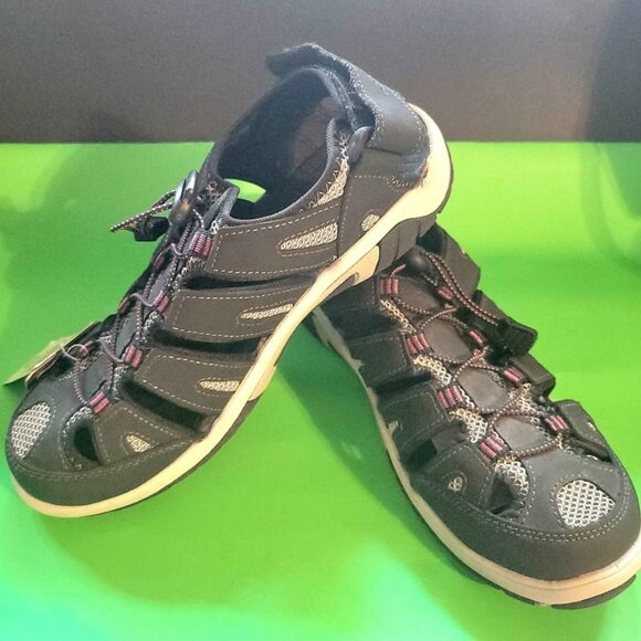 Eddie Bauer Blakely Women"s 8M Hiking Closed Toe Sandals Black/Gray/Fuchsia - Picture 1 of 12